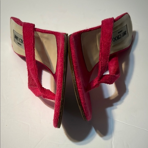 Jimmy Choo Pink Terry cloth sandal wedges. 4” wedge heels. - Picture 4 of 7